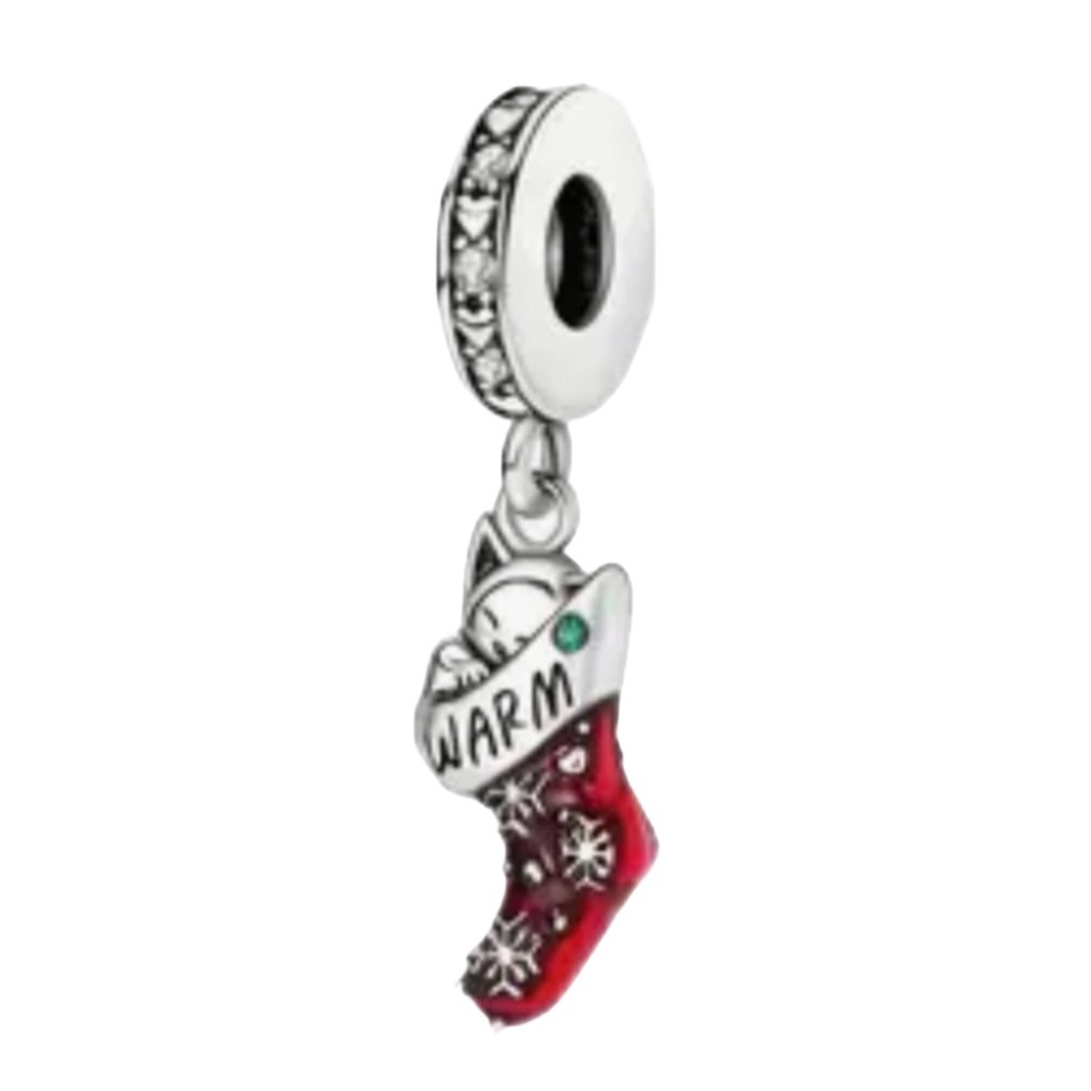 Christmas Kitten in Stocking Charm Pandora Style